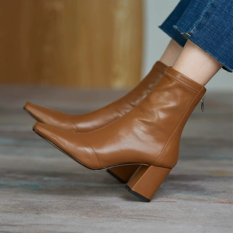 High Quality 2022 New Women Boots Fashion Modern Boots Mid-calf High Heel Woman Shoes Spring Autumn Casual Boots Female Shoes