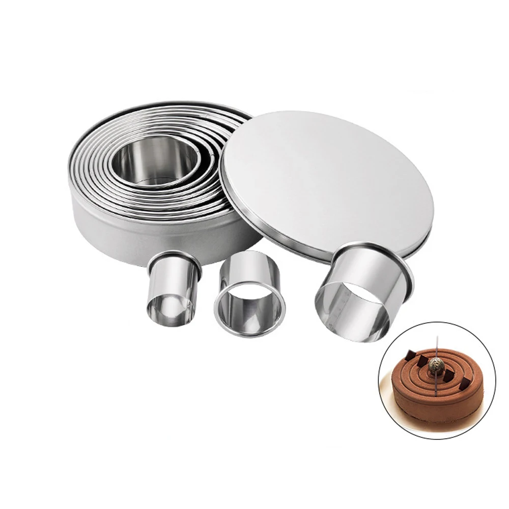 

12pcs/set Stainless Steel Mousse Circle Round Cookie Biscuit Cutters DIY Cake Dessert Pastry Mold Fondant Mould Baking Tool