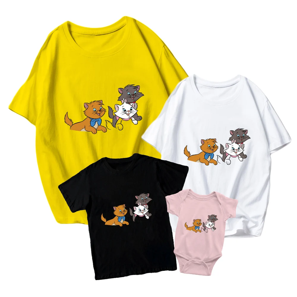

T Shirts Toulouse Berlioz Funny Kids Short Sleeve Baby Girl Boy Baby Romper Family Matching Adult Unisex Marie Cat Cute Disney