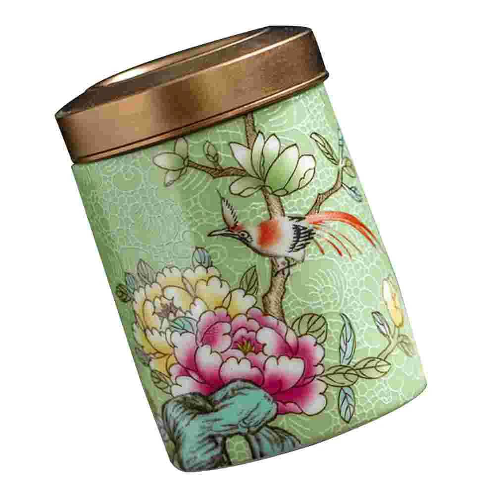 

Kitchen Ceramic Canisters Snack Container Chinese Tea Jar Airtight Cookie Container Enamel Tea Caddy Portable Sealing Tea Jar