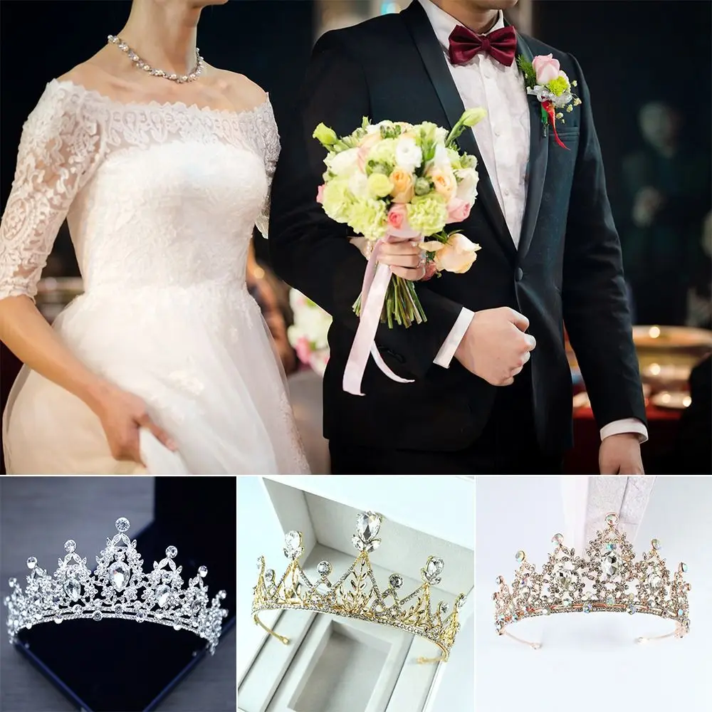 

Party Wedding Prom Bridal Hair Accessories Crystal Headband Princess Rhinestone Crown with Combs Silver Tiara Crown