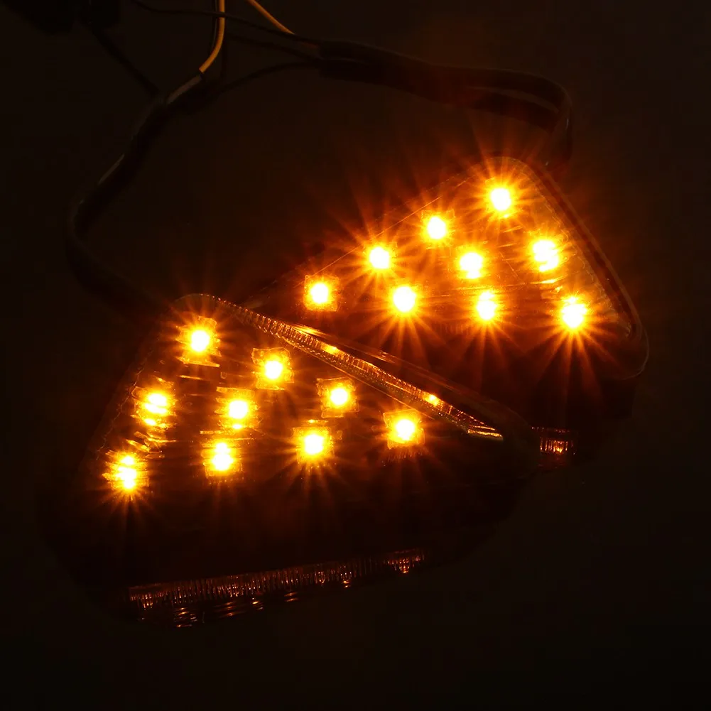 

2x Motorcycle 12V Euro Triangle Flush Mount Turn Signal Smoke Amber LED Light AP