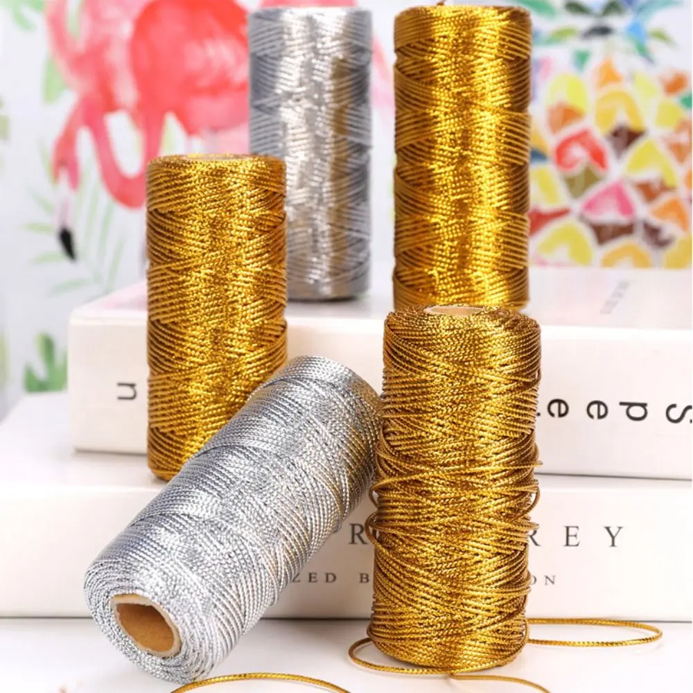 Новый 1 5 мм Рождественский подарок Упаковка Шнур с нитью 100 м Веревка Золото