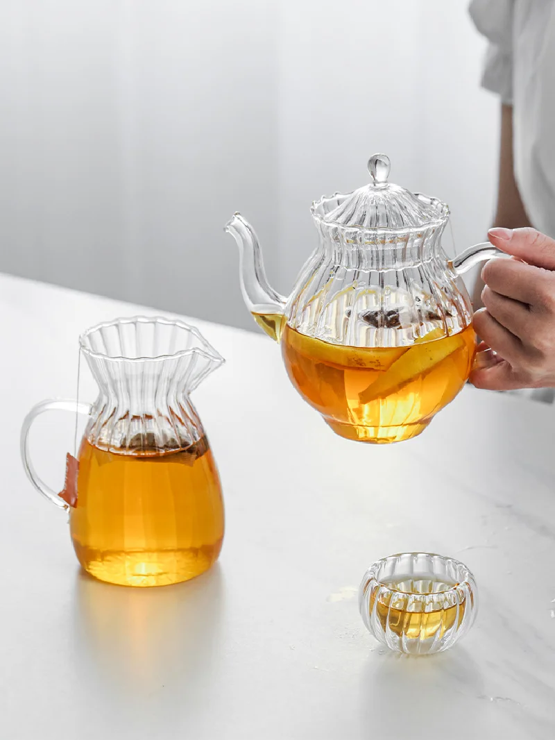 

Glass Teapot with Removable Infuser Stovetop Safe Coffee Kettle for Blooming Tea Set Gift