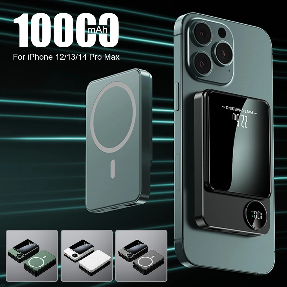 

5000/10000mAh Magnetic Power Bank Portable Charger 15W Wireless Fast Charger LED Battery Display for iPhone 12 13 14 Pro Max