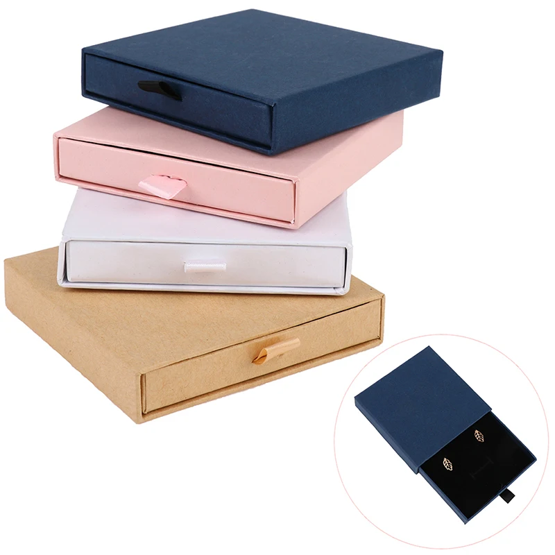 Ящик из крафт-бумаги коробка для упаковки ювелирных изделий ожерелье браслет