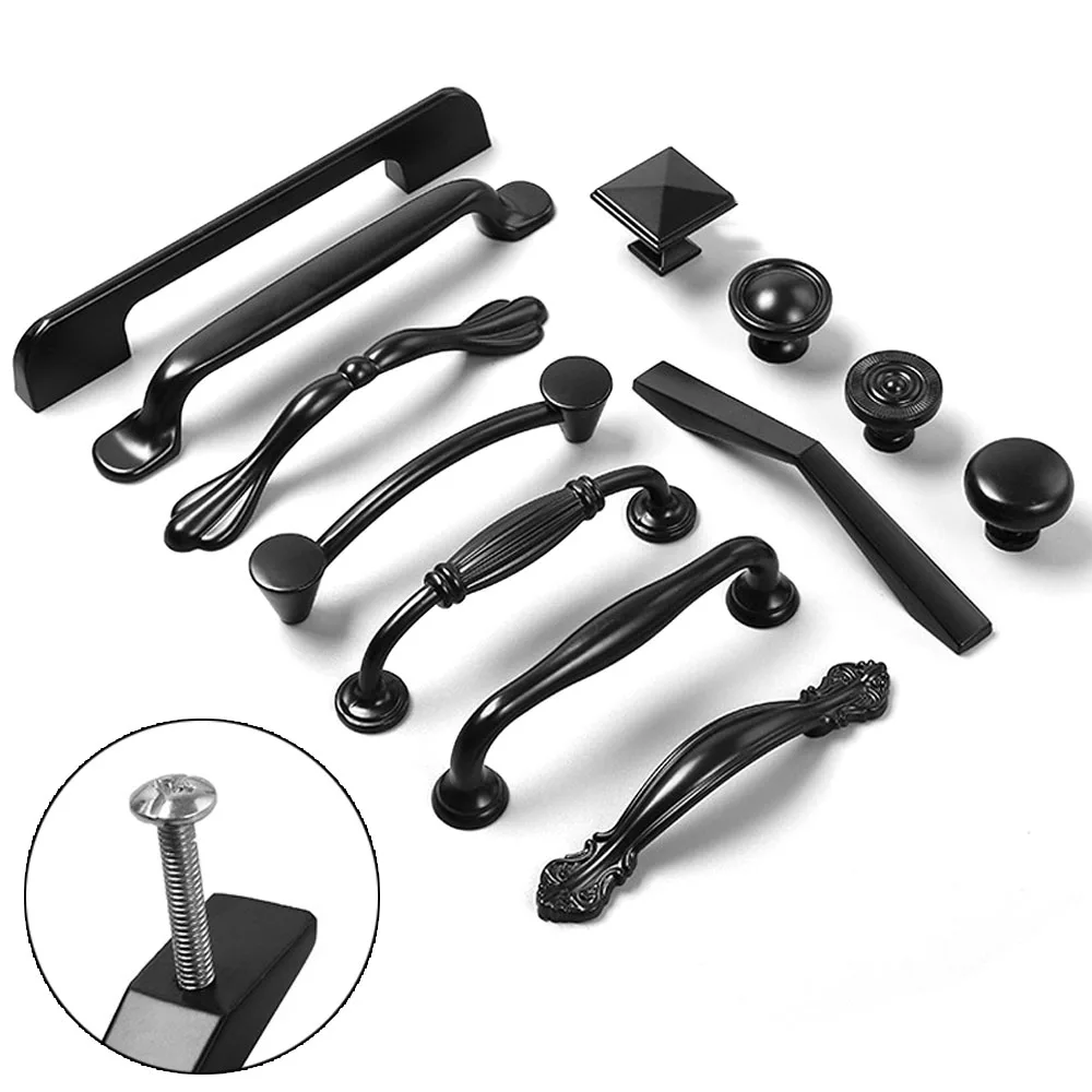 Черные ручки для шкафов кухонных из алюминиевого сплава ящиков оборудование