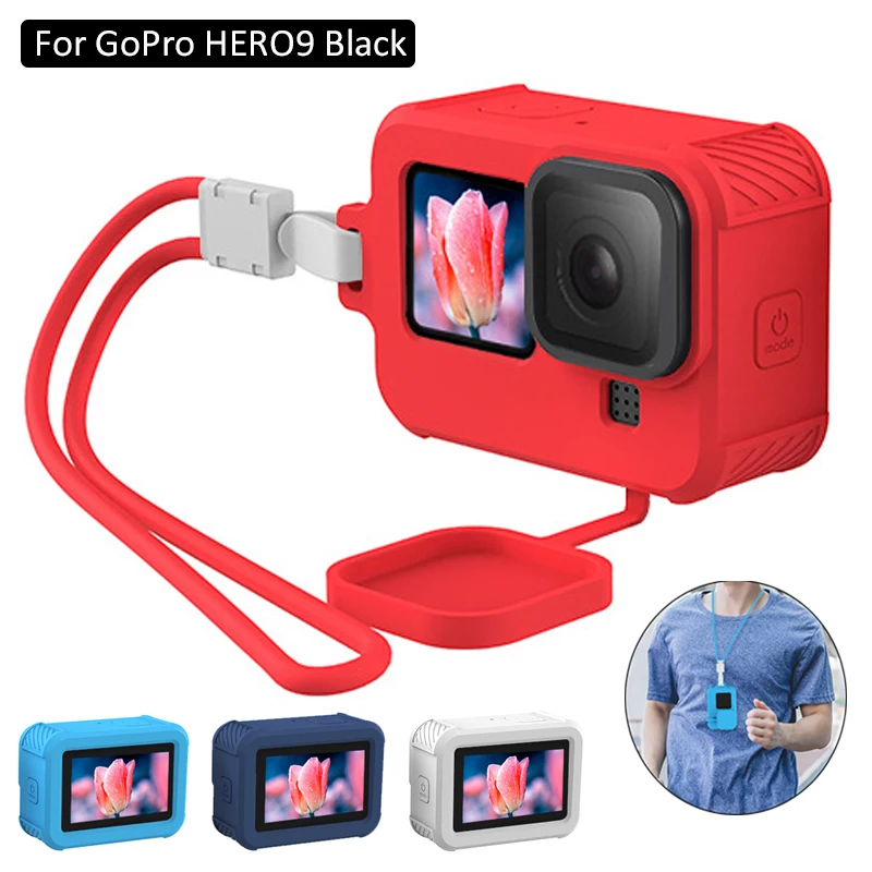 

Мягкий силиконовый чехол Gopro 10/9 черный портативный защитный чехол с соединенной крышкой объектива ремешок для GoPro Hero 9 10 Черная Камера