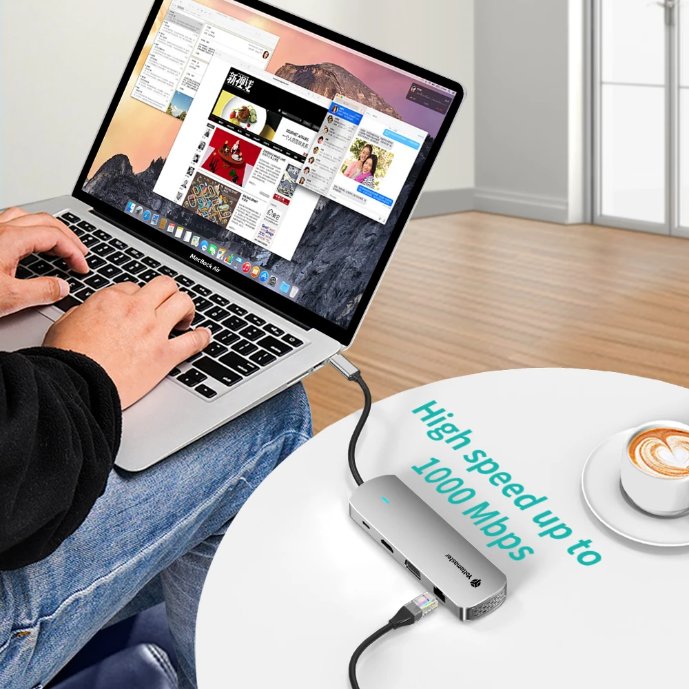 Yottamaster PD100W Type-C HDMI/VGA USB HUB to 5Gbps USB3.1/RJ45/ SD/TF Case Multi-Fonction Docking Station for MacBook Ipad Pro - купить по