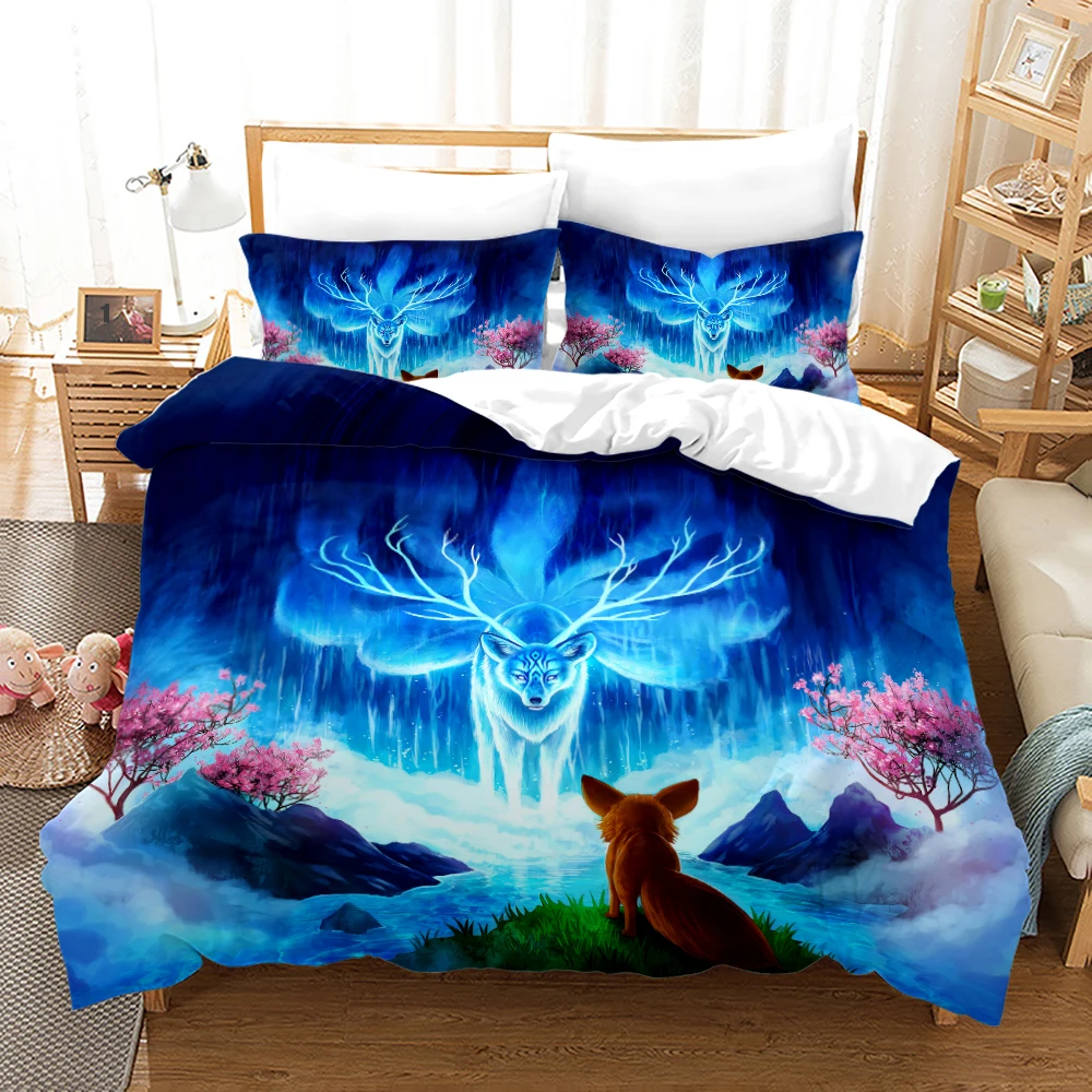 

New Owl Bedding Set Single Twin Full Animal Tag Lion Wolf Bed Set Aldult Kid Kawaii Duvetcover Sets Queen King Size