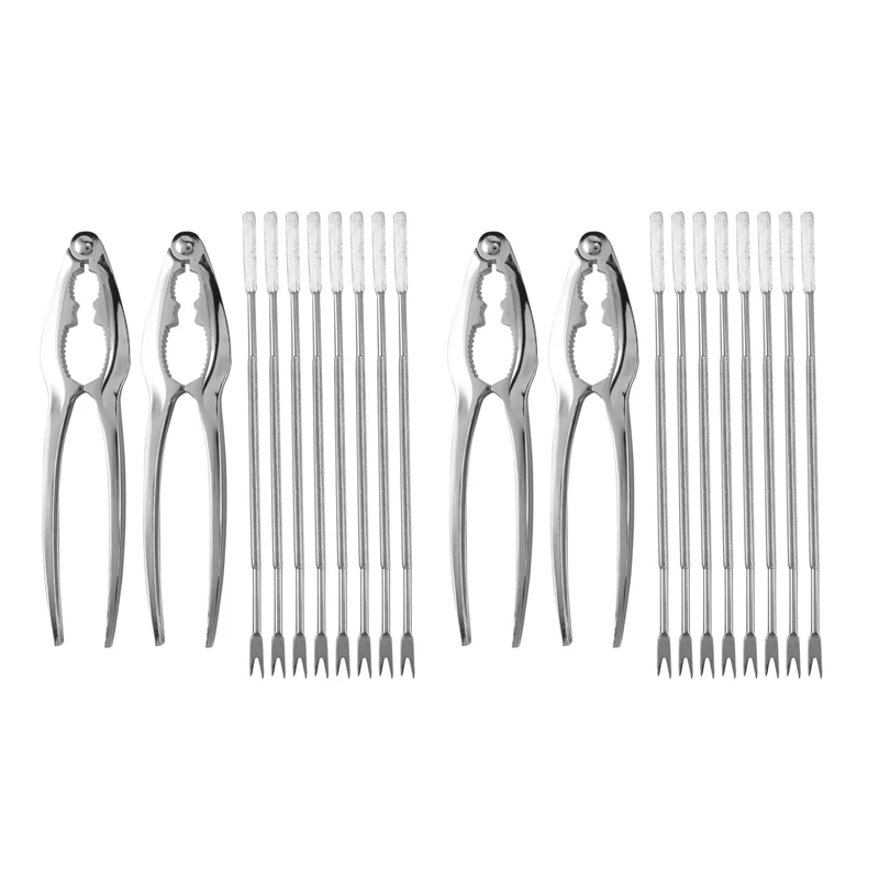

2X Seafood Tools Set Including 8 Forks And 2 Lobster Crab Crackers Nut Cracker Set Seafood Tool Kit Nut Cracker Tool