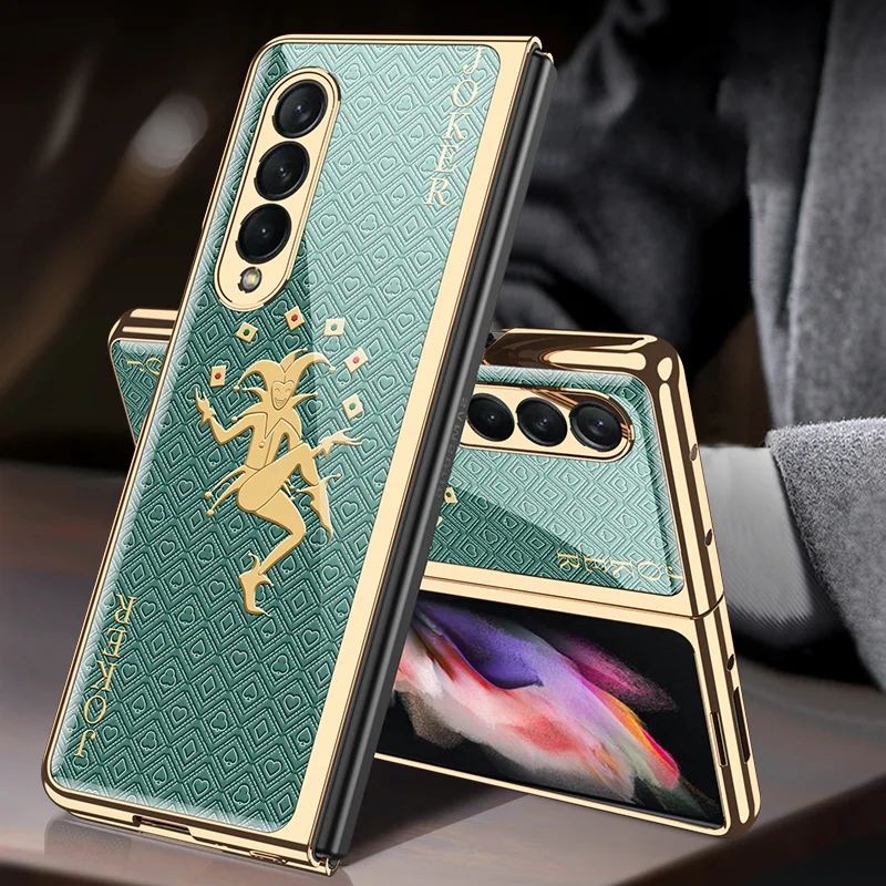 

Роскошный чехол с покрытием для Samsung Galaxy z Fold 3, чехол с рисунком Техасского покера, закаленное стекло, жесткая задняя крышка для Galaxy z, складна...