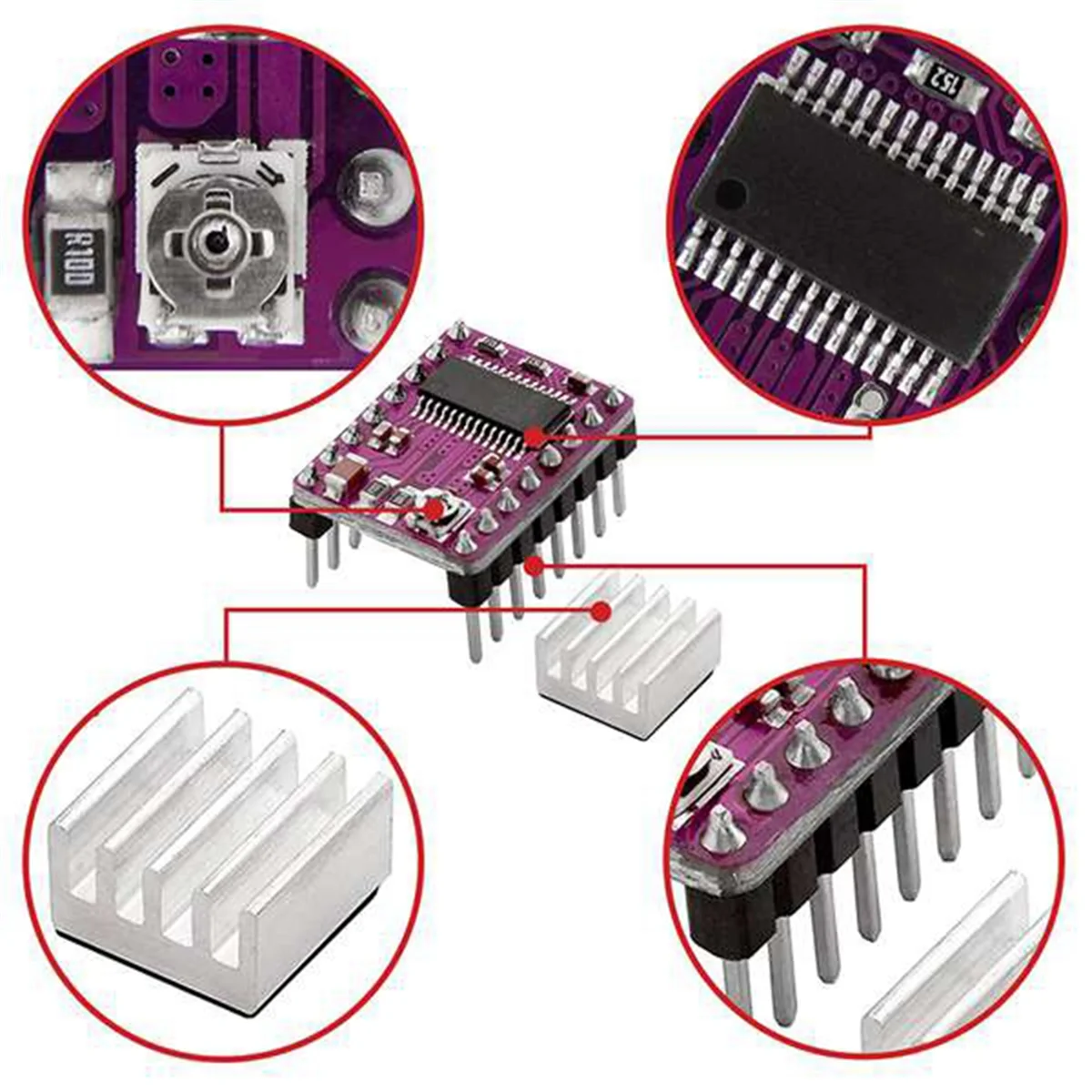 5 шт. плата драйвера шагового двигателя StepStick DRV8825 контроллер модуль радиатор