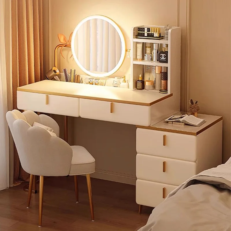 Белый стол туалетный столик зеркальные светильники консоль для хранения макияжа