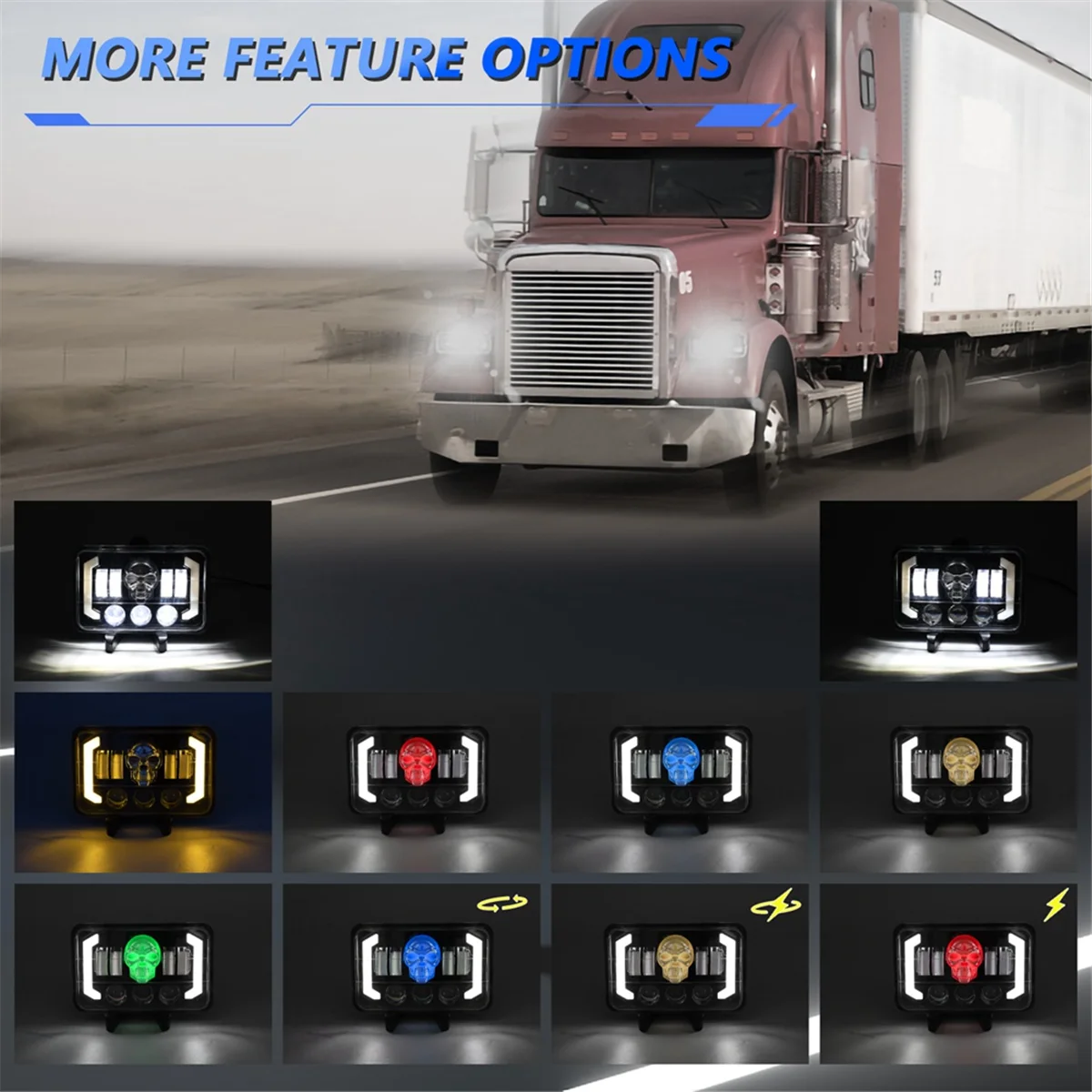 4x6 Skull RGB светодиодные фары указателя поворота замена H4651 H4652 H4656 H4666 для Peterbilt Ford