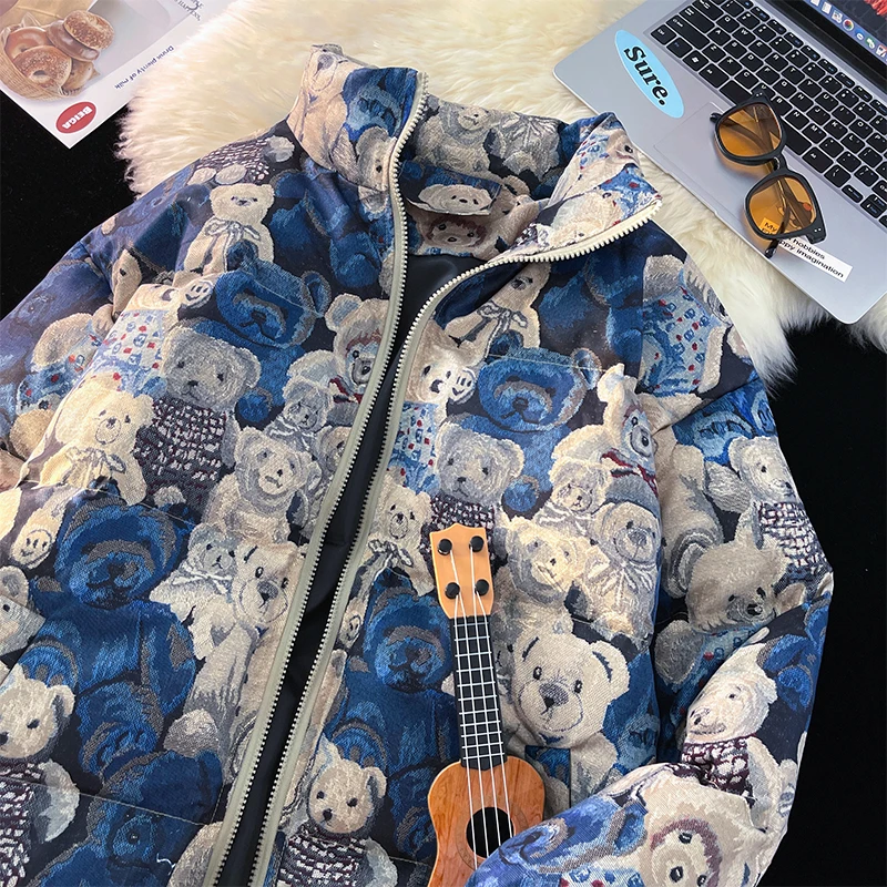 EOENKKY/Hip Hop Jacket Parka Print Men Winter Oversize Windbreaker Streetwear Harajuku Padded Jacket Coat Warm Outwear Hipster