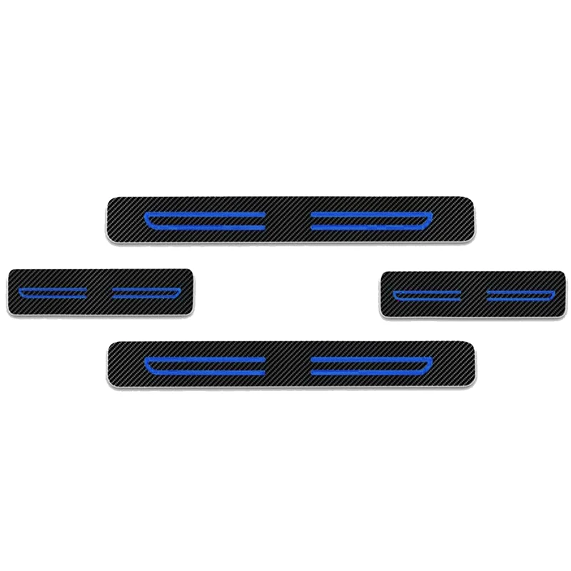 

4pcs/set Car Door Sill Entry Guard Scuff Plate Cover Stickers Anti Scratch Protector Fit for Toyota Carbon Fiber Style Blue