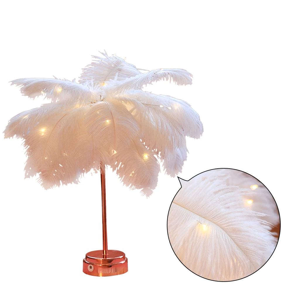 Абажур из искусственного пера с питанием от USB-аккумулятора домашний декор