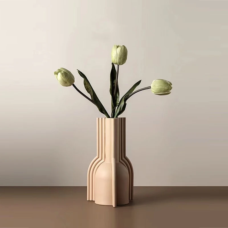 

Nordic Simple And Gentle Morandi Fold Ear Geometric Art Ceramic Dried Flower Vase Living Room Creative Home Furnishings