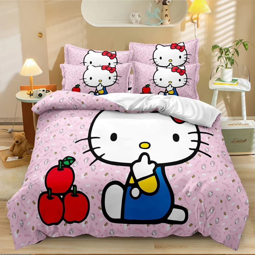 

135X20 0 см 2 шт. Sanrios Kawaii Hello Kittys подкладки для кровати костюм Kuromi Cinnamoroll Melody Girls 3D мультфильм Аниме пододеяльник наволочка