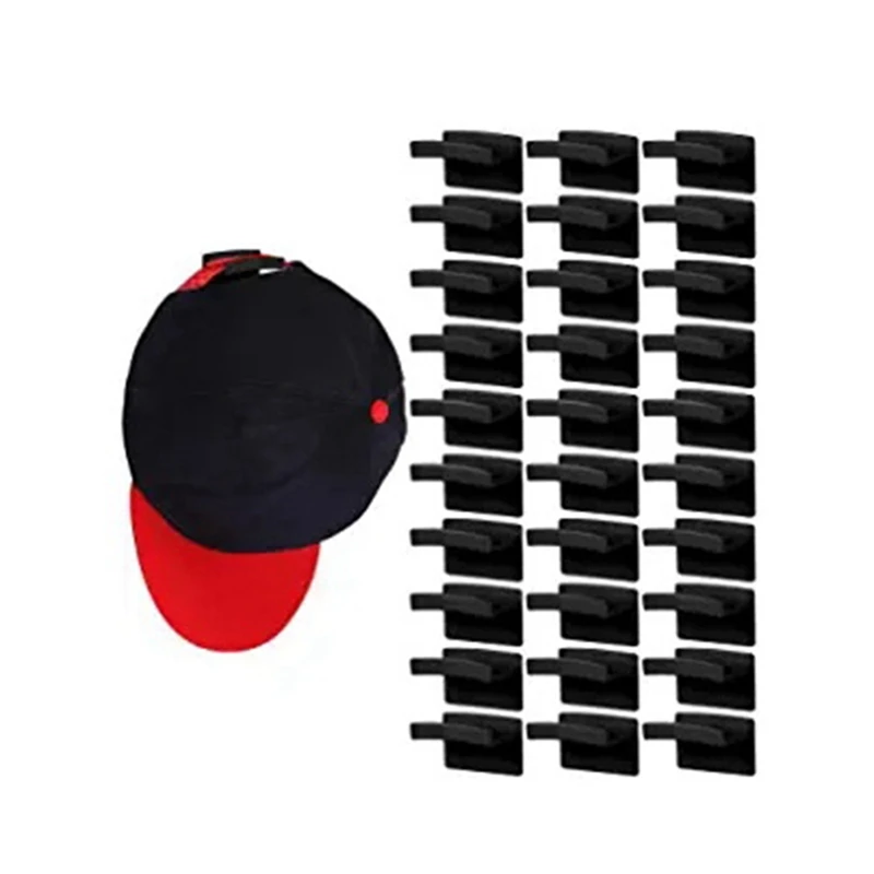 

A50I Adhesive Hat Hooks For Wall (30-Pack) - Minimalist Hat Rack Design, No Drilling, Strong Hold Hat Hangers For Closet