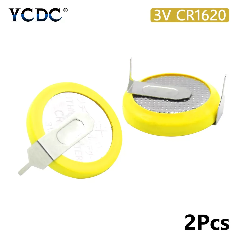 

NEW 2x 3V Soldered CR1620 Battery With 2 Pins For Main Board Remote Control Toy mounting pins/tabs single use