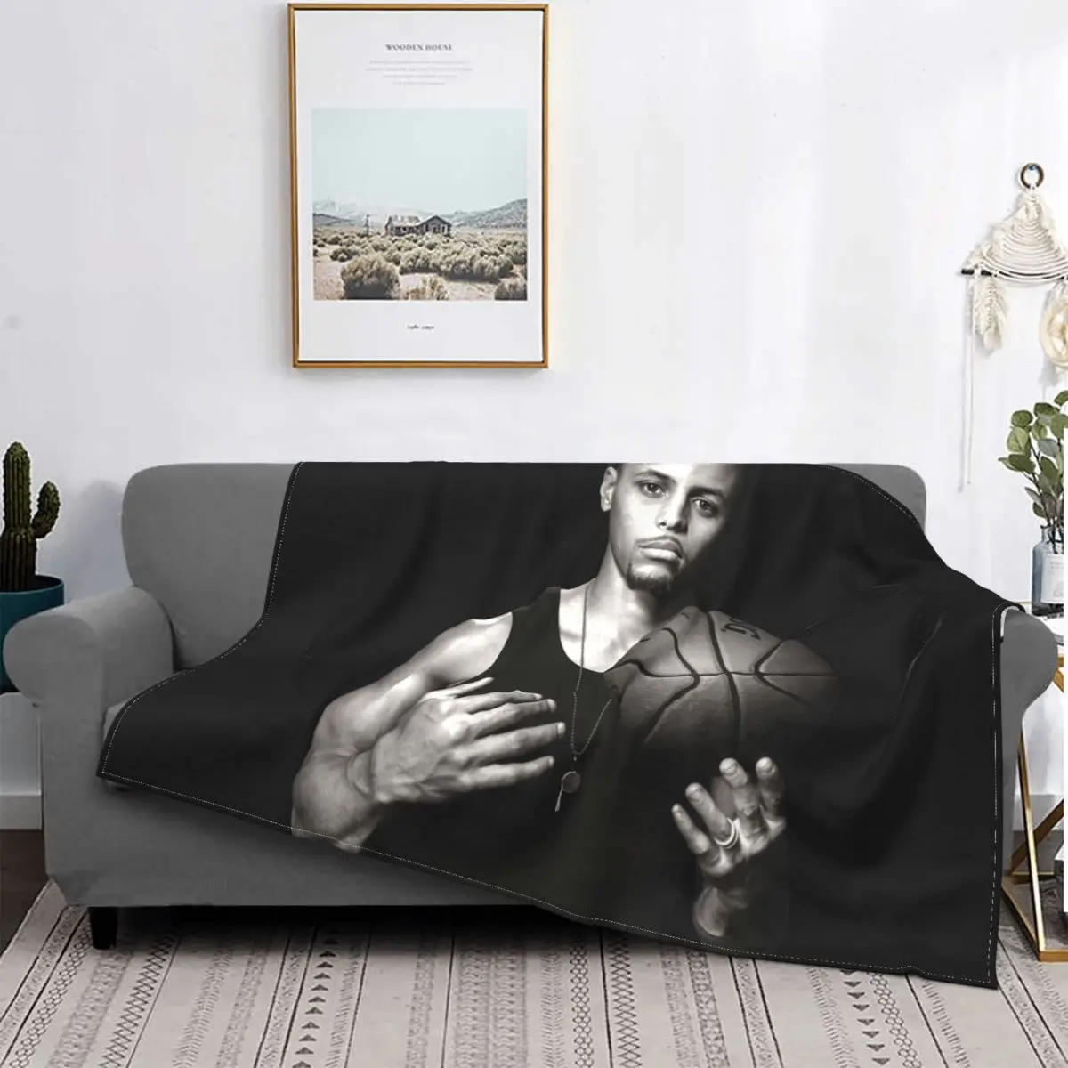 Стефан Карри портрет графическое одеяло мягкий Raschel на диване искусственный мех