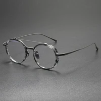 retro double beam acetate glasses frame men large frame ring brand design fashion handmade round rim prescription eyewear