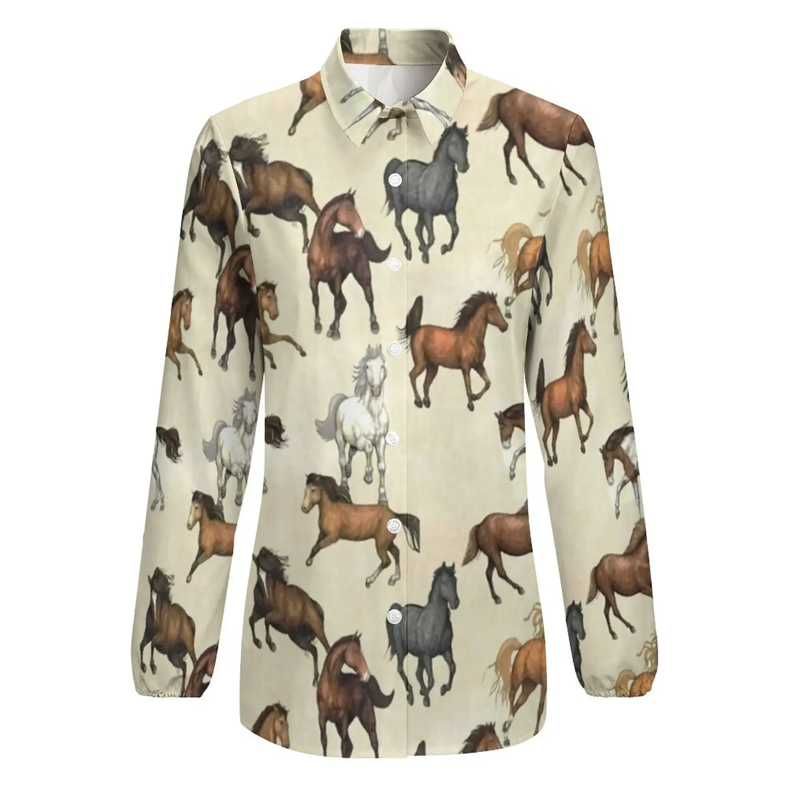 Женская Осенняя блузка с длинным рукавом и принтом животных |