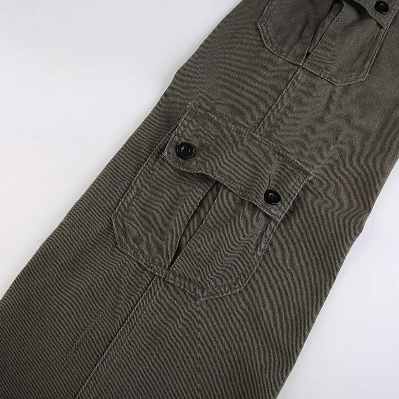 Street Straight Casual Pants American Street Retro Style Outdoor Camping Large Pocket Wide Belt Design Jeans