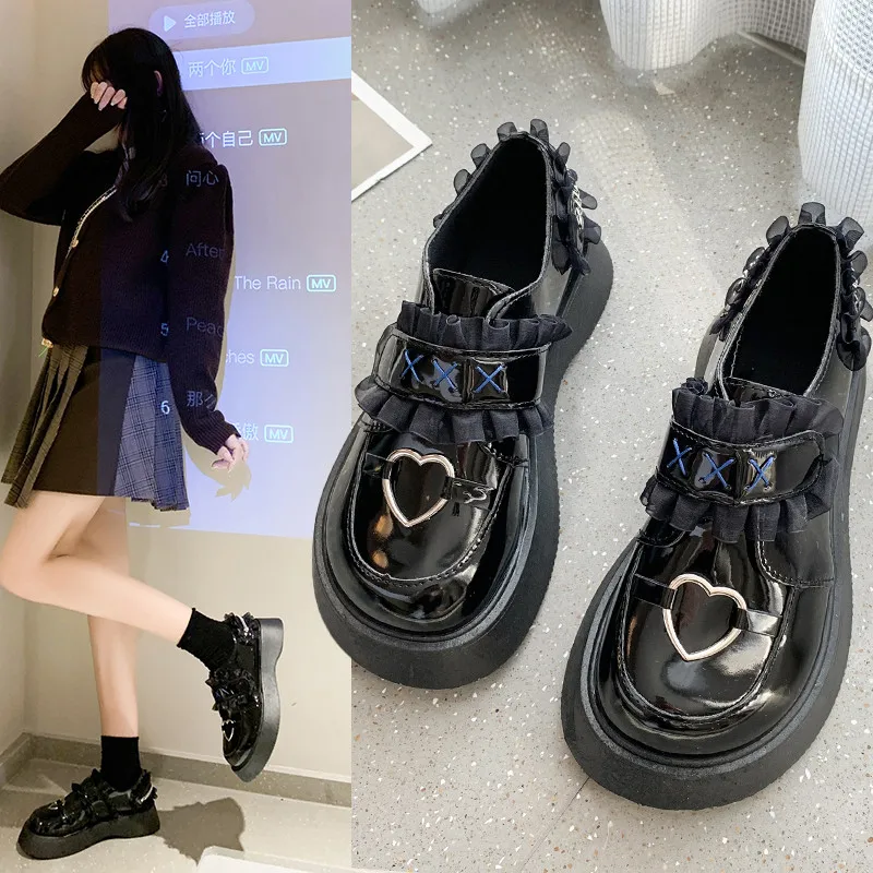 

Shoes Woman 2022 Round Toe Clogs Platform British Style Oxfords Casual Female Sneakers Flats Modis New Cross Creepers Preppy Lea