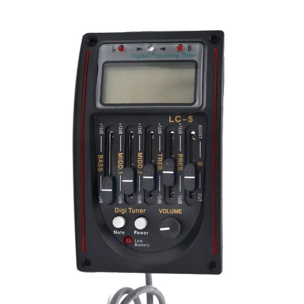 

LC-5 5 Bands Pickup Acoustic Guitar Piezo Backlight Preamp EQ Equalizer Tuner