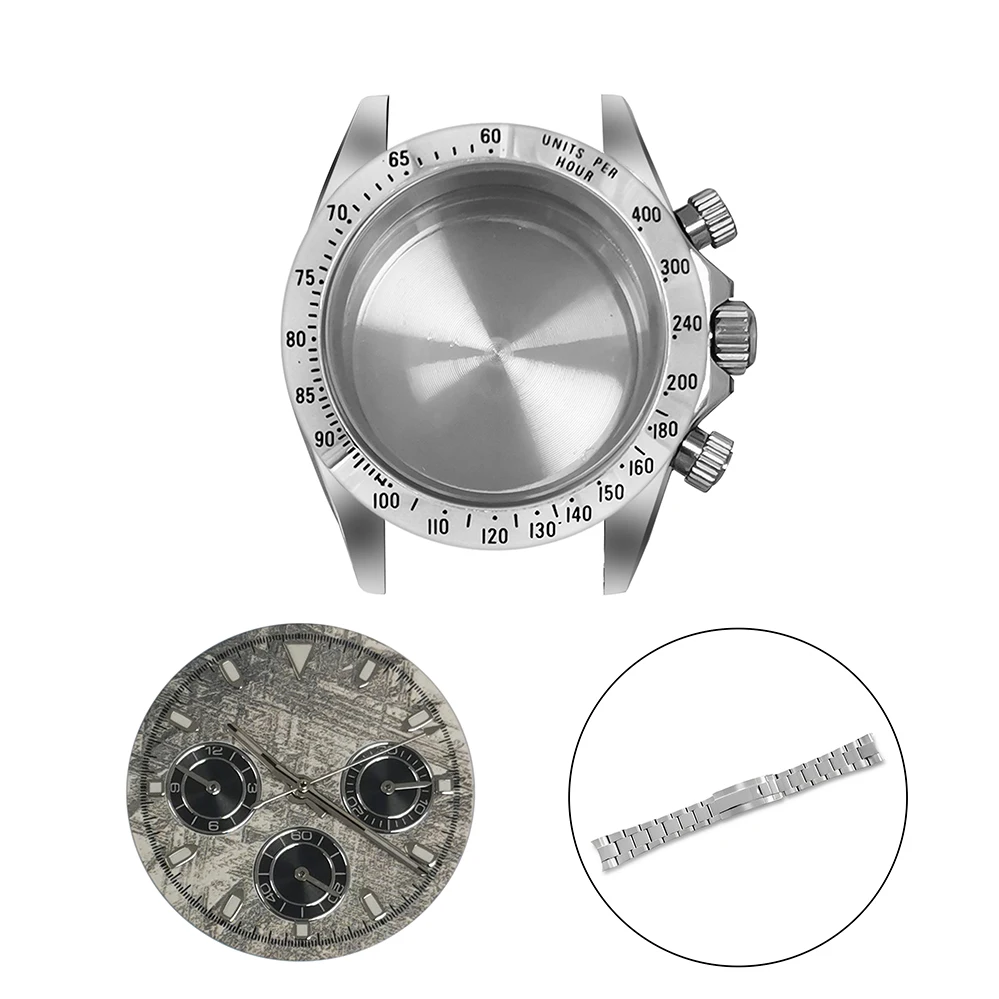 Watch Accessories 39MM steel bezel steel case sapphire glass dial hands strap suitable for quartz VK63 movement case