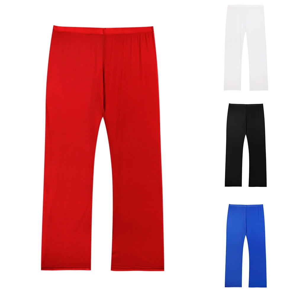 

Summer Men Sexy Mesh Sleepwear See Through Pajama Pants Nightwear Loose Soft Elastic Home Ultra-thin Lounge Long Johns Trousers