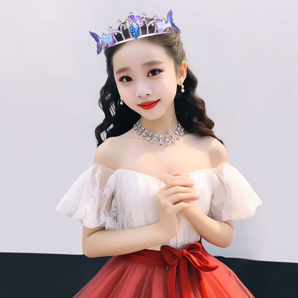 KMVEXO милый костюм Русалочки с короной в стиле океана на Хэллоуин аксессуары для