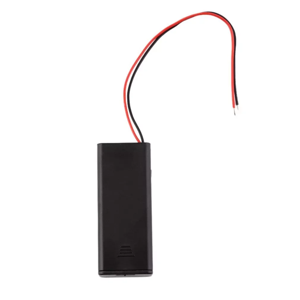 

New 2 * AAA Battery Storage Case Box Holder for 2pcs AAA Batteries with ON/OFF Switch & Wire Leads Black