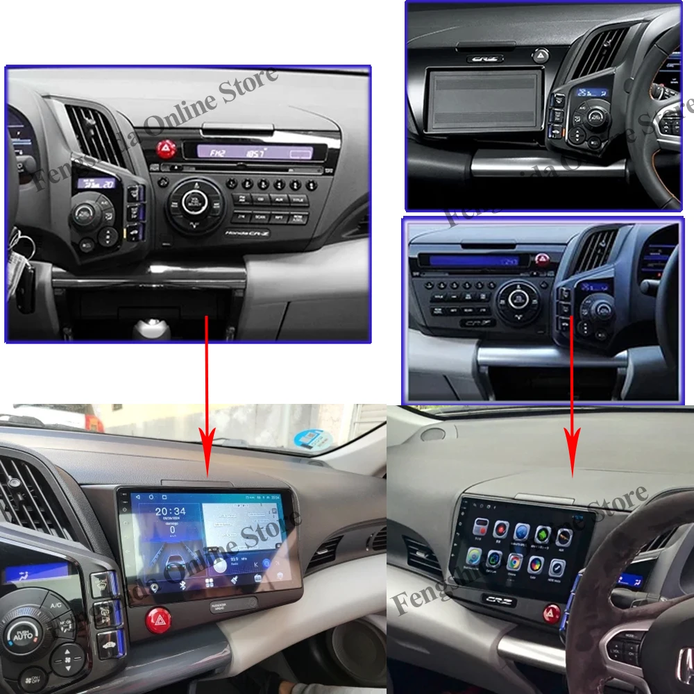 Автомобильный мультимедийный плеер беспроводной на Android 14 с Bluetooth Wi-Fi сенсорным