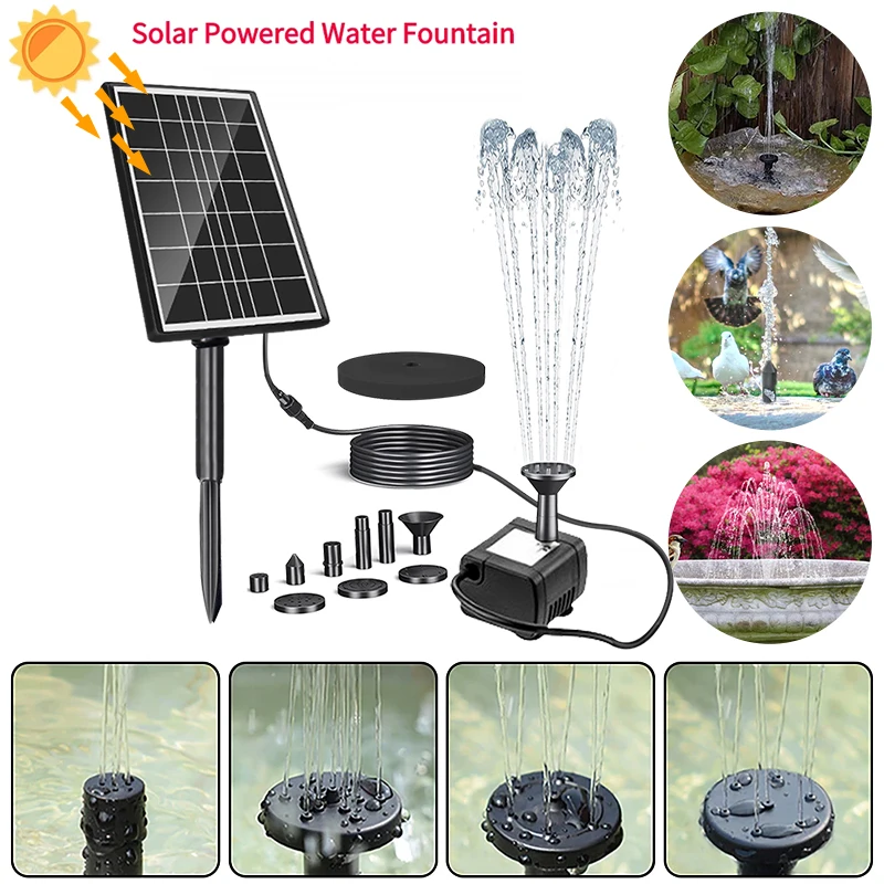 

2.5W/5W Solar Fountain Pump Mini Solar Powered Fountain Floating Water Outdoor Bird Bath For Bird Bath Pond Garden Decoration