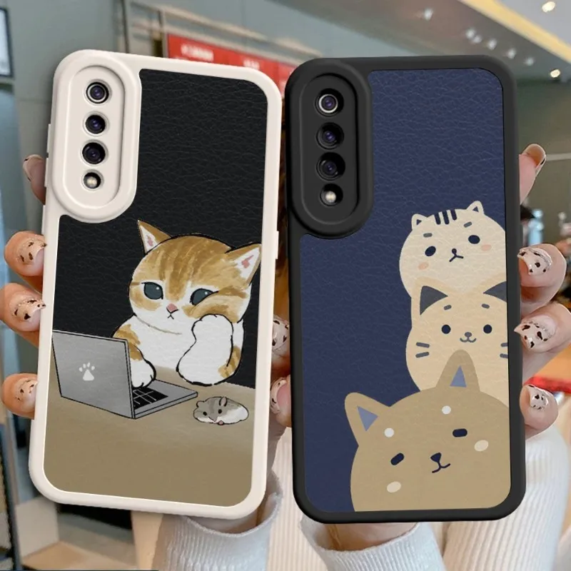 

Чехол для телефона из овечьей кожи с мультяшными кошками для Xiaomi 13, 12, 11, 10 Lite, Poco, M4, X3, M3, Redmi Note 10, 9, 11 Pro Plus, чехлы