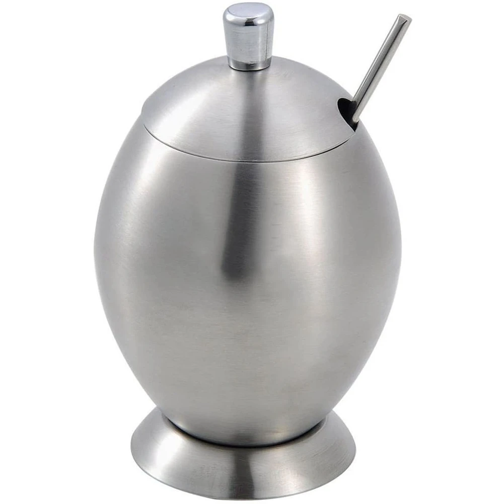 

Stainless Sugar/Salt Bowl with Lid and Serving Spoon,Seasoning Container Condiment Jar,Spice/Coffee/Tea Container