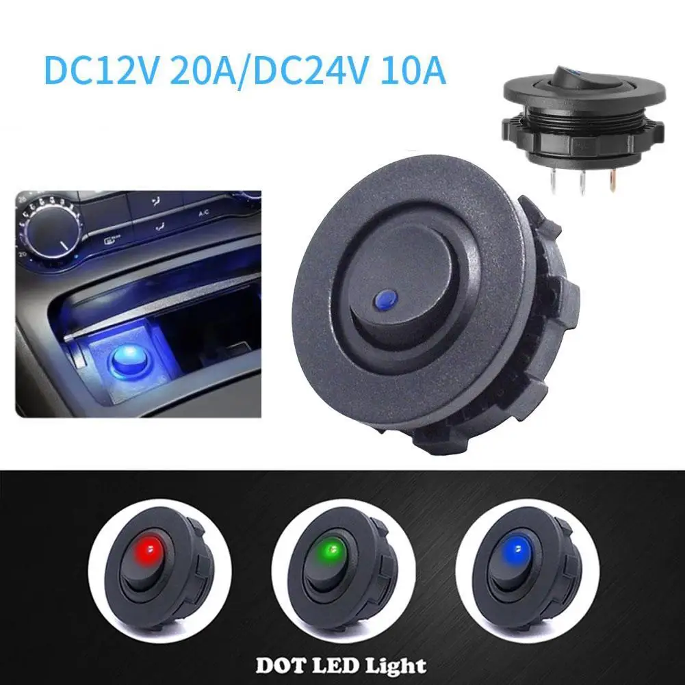 

Round Toggle LED Switch Car Truck Boat Rocker SPST On/Off 3 Pins On-Off Control Modification Switch With Holder Mounting 12V 20A