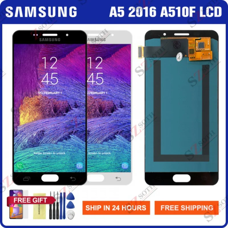 Купи Оригинальный ЖК-дисплей для Samsung Galaxy A5 2016, ЖК-дисплей, сенсорный экран, дигитайзер в сборе для Samsung A510 A510F A510M A510FD A5100 за 1,577 рублей в магазине AliExpress