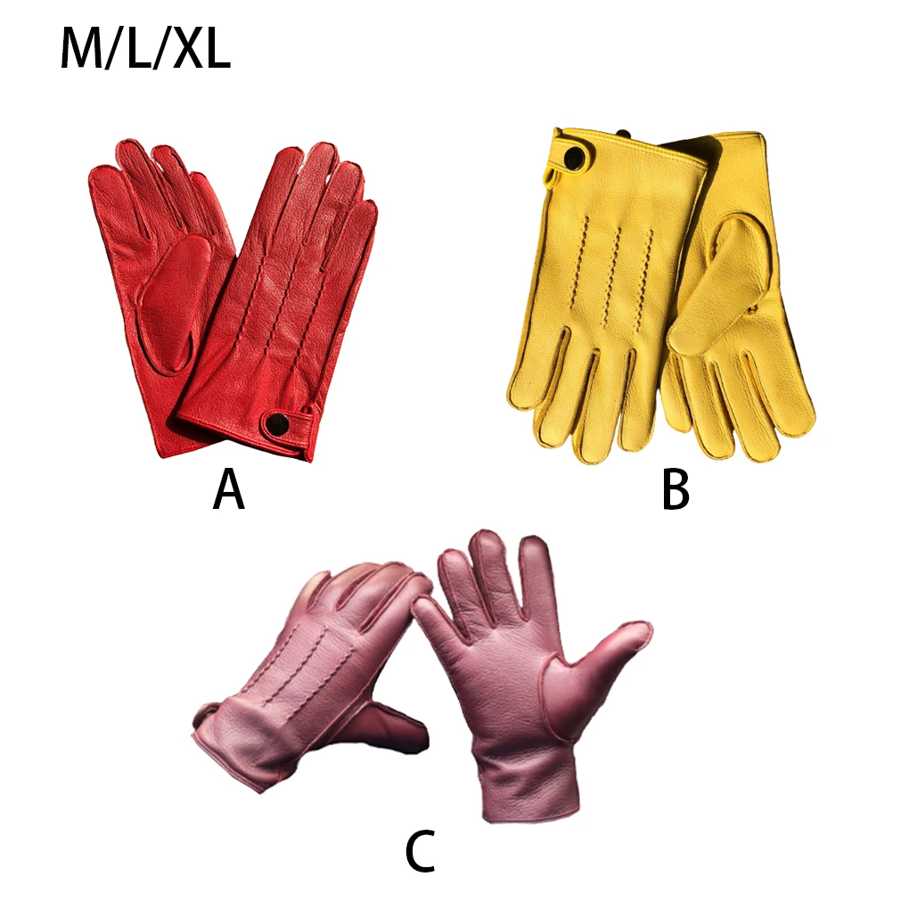 

1 Pair Cycling Thermal Gloves Leather Windproof Winter Motorcycle Biking Camping Snow Ski Skating Warm Mittens Red M