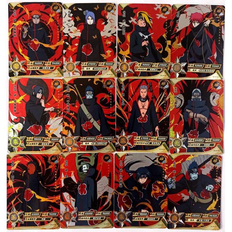 Полный комплект карт Naruto AR Akatsuki 24pc No.001-024 Uchiha Itachi Sasuke аниме Flash Gold Cards Hoshigaki Kisame -