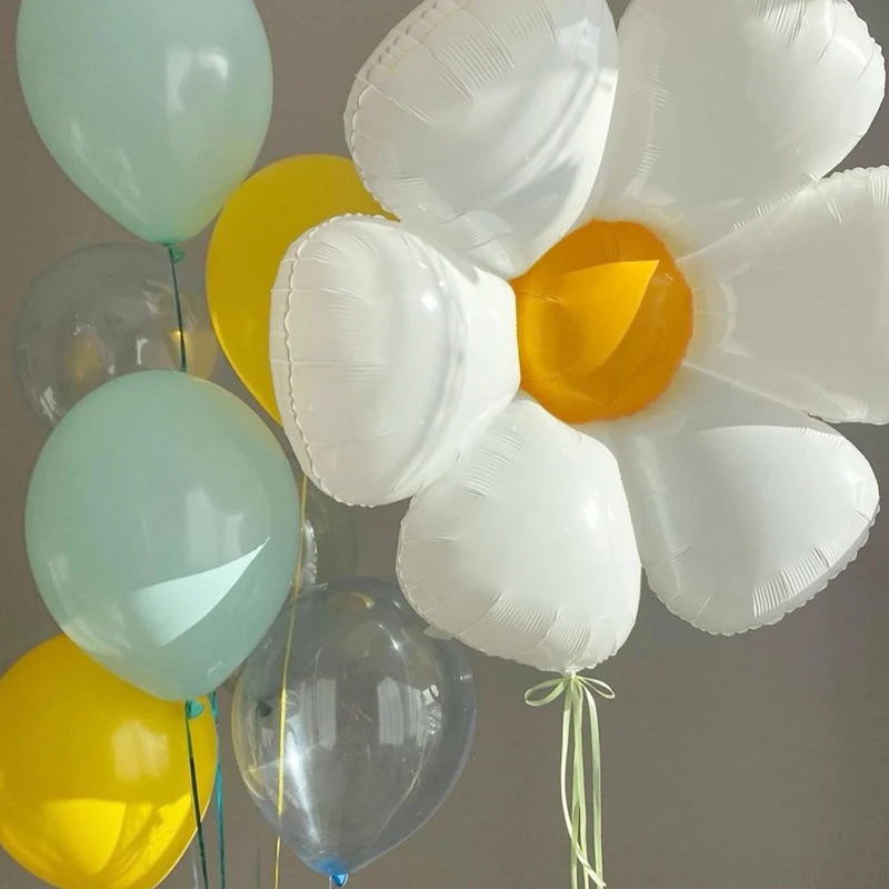 

Large White Daisy Sunflower Helium Balloons INS Hot Daisy Photo Props Foil Ballon Wedding Birthday Party Decorations Baby Shower