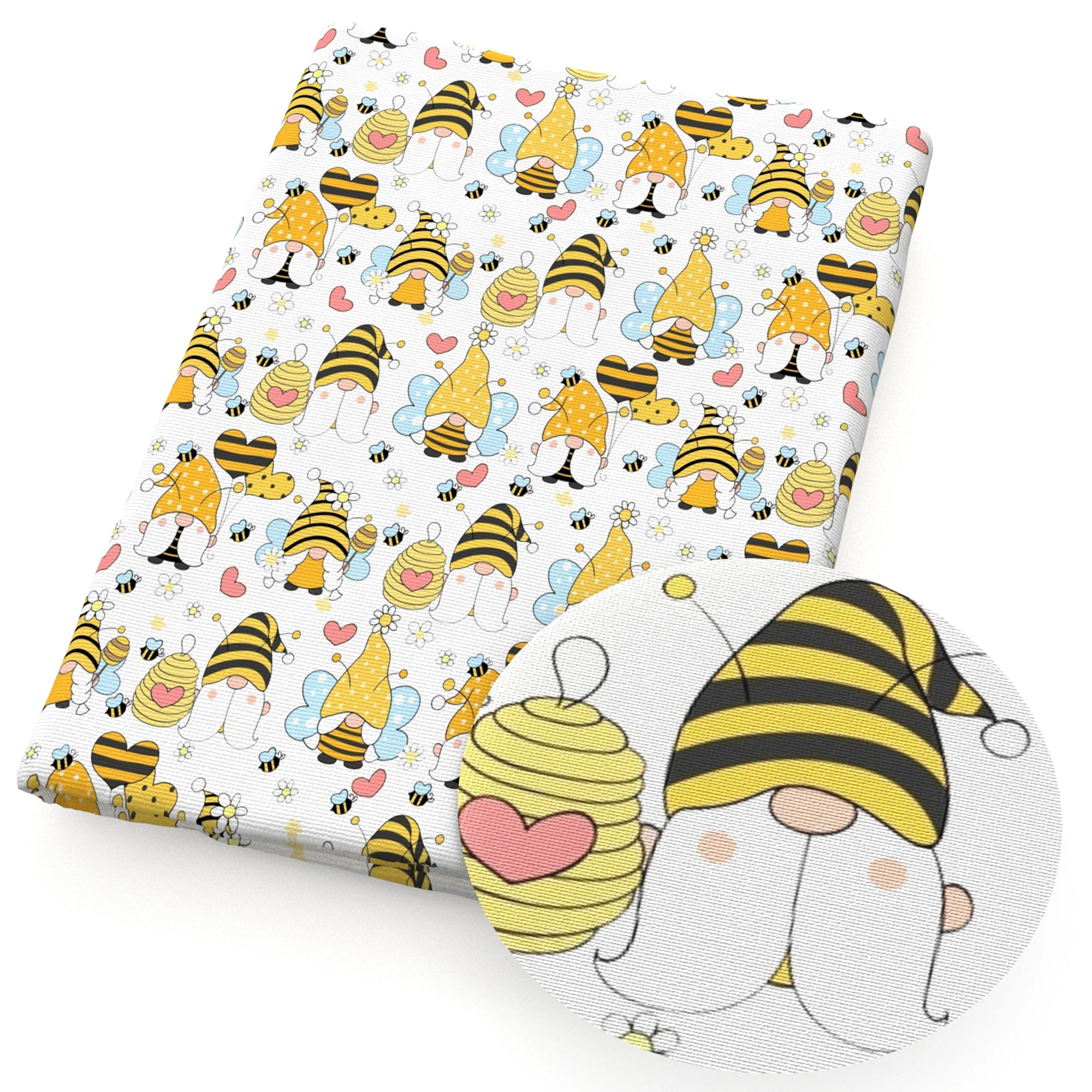 Gnome Ladybug Bees Printed Cotton Spandex Fabric Tissue Sewing Quilting Fabrics Needlework Material DIY Handmade 1Yc24147 |
