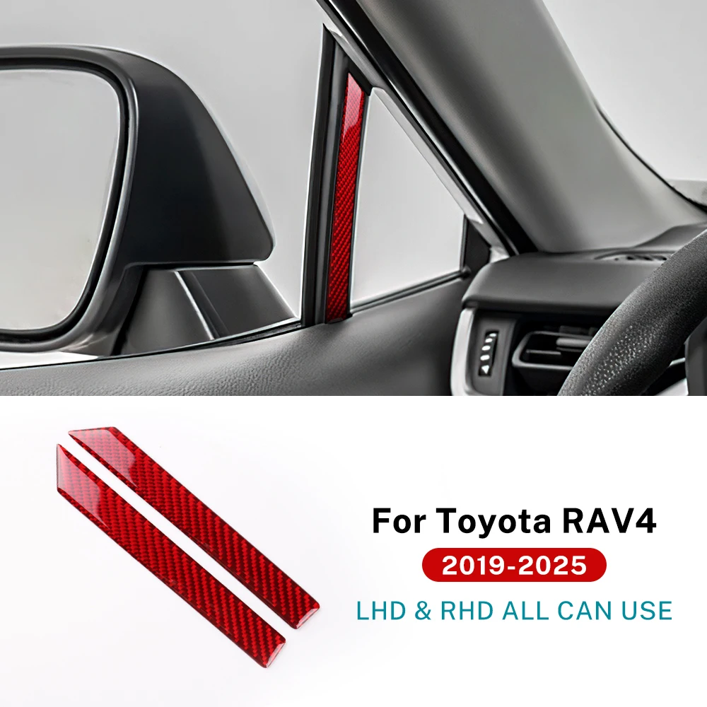 

Для Toyota RAV4 XA50 2019 2020 2021 2022 2023 2024 2025 LHD RHD автомобильная декоративная полоса на стойки из настоящего мягкого углеродного волокна, наклейка