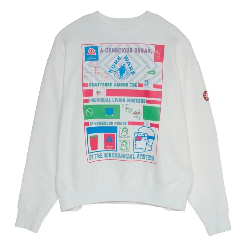 

CAVEMPT C.E 20AW Graphic Printing Color Stitching Loose Lethargic Round Neck Long Sleeve Hoodies For Men Women Fashion