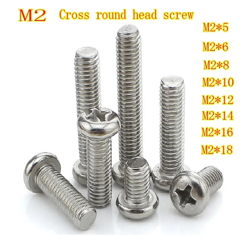 

10pcs Nickel Plated PM Cross Round Head Machine Screw M2 Micro Electronic Small Screw