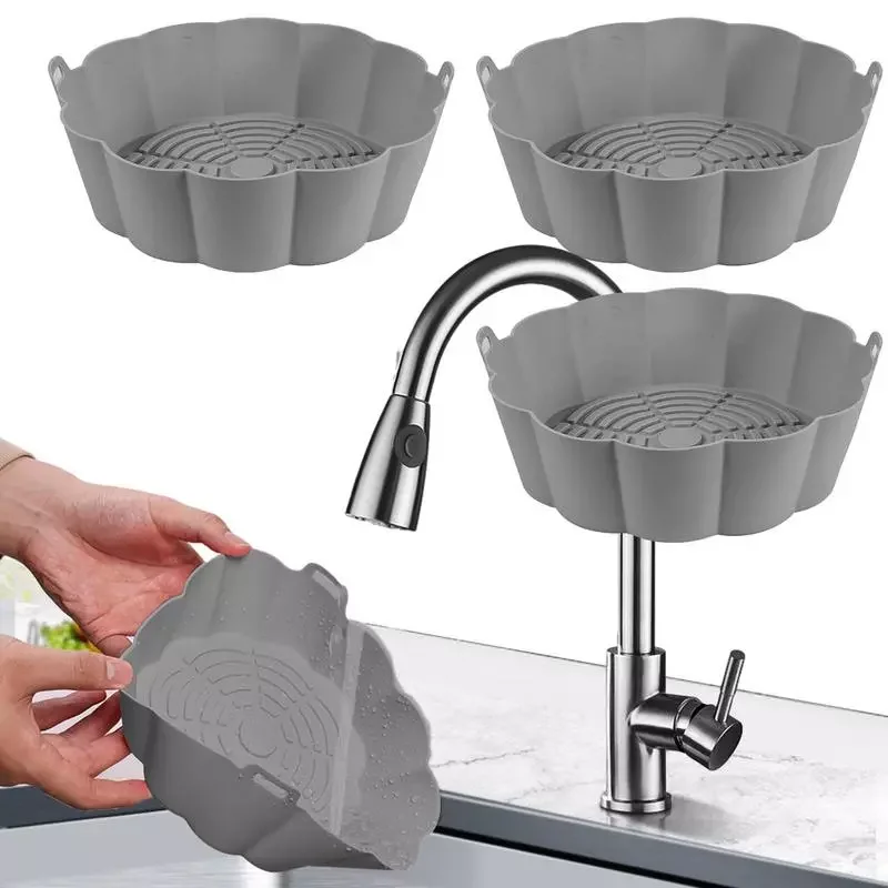 

NEW2023 Air Fryer Silicone Liners Pot 3Pcs Food Grade Silicone Easy Cleaning Reusable Replacement Of Flammable Parchment Liner P
